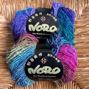 x2 Noro Silk Garden Yarn Silk Mohair Wool Multicolor Color # 301 Purples Blues